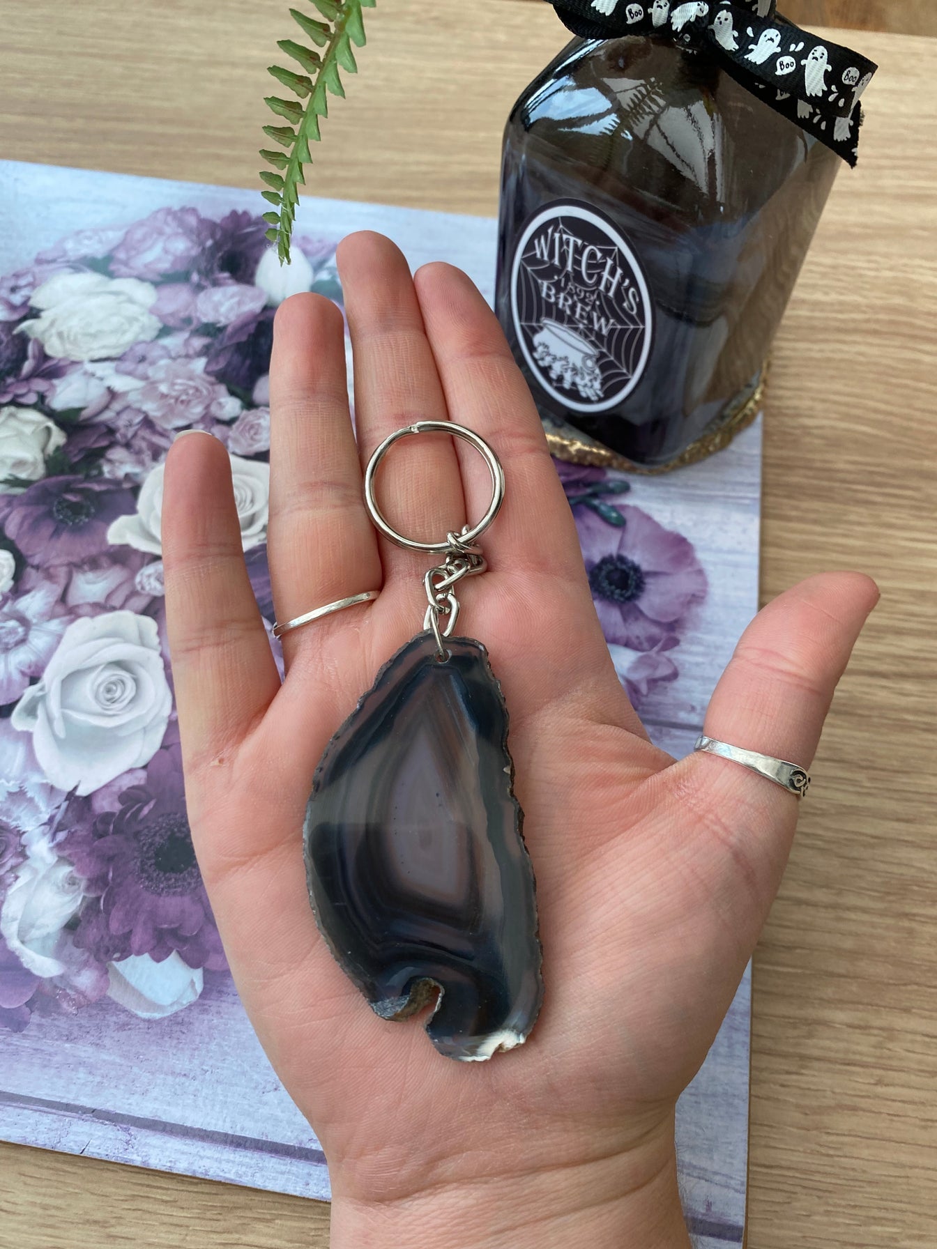 Agate Slice Keyring