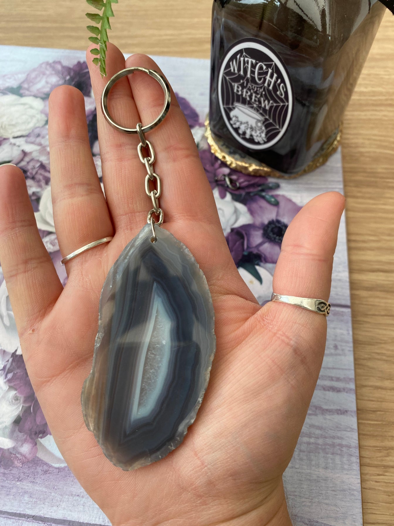 Agate Slice Keyring