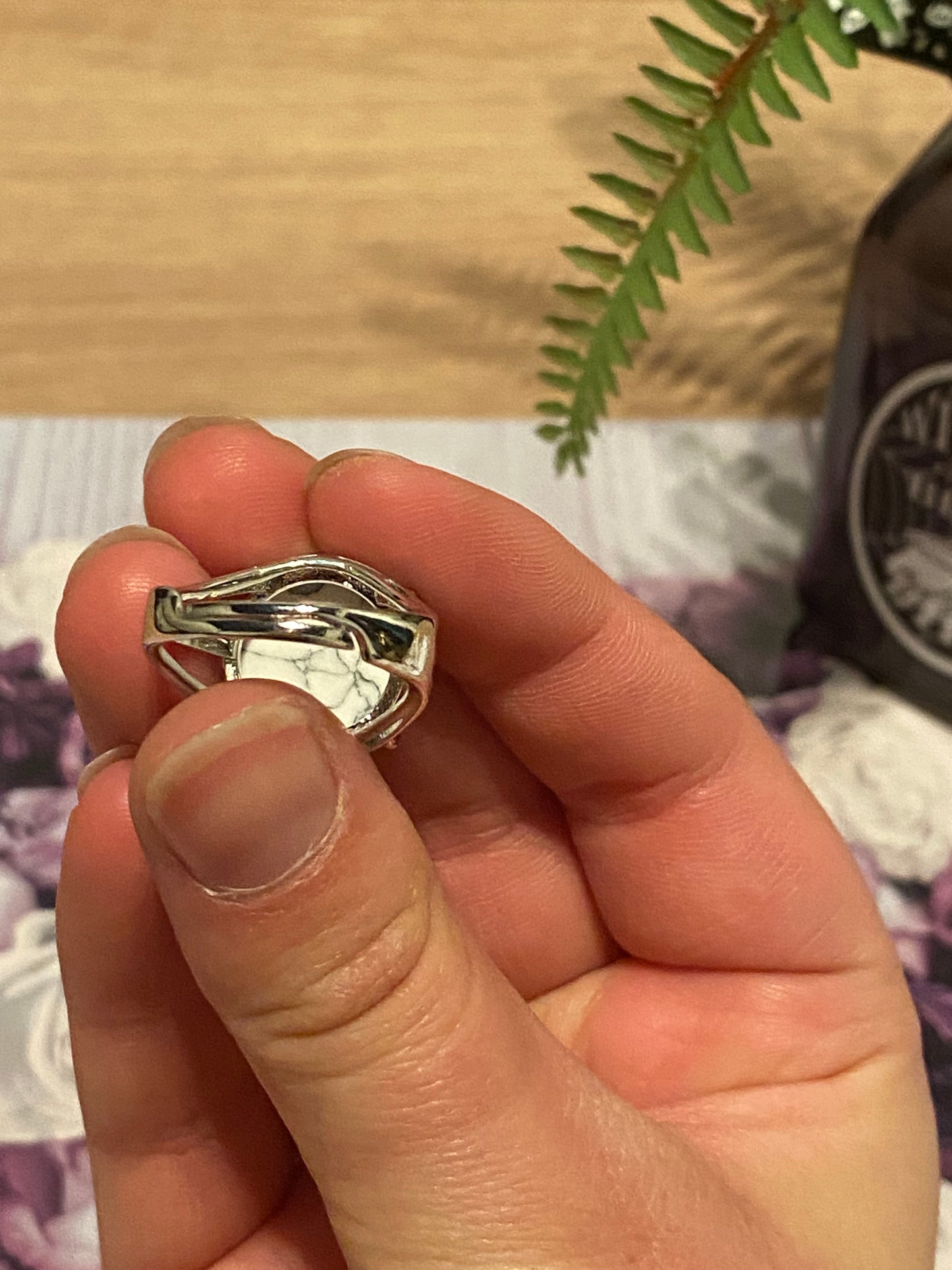 White Howlite Crystal Ring