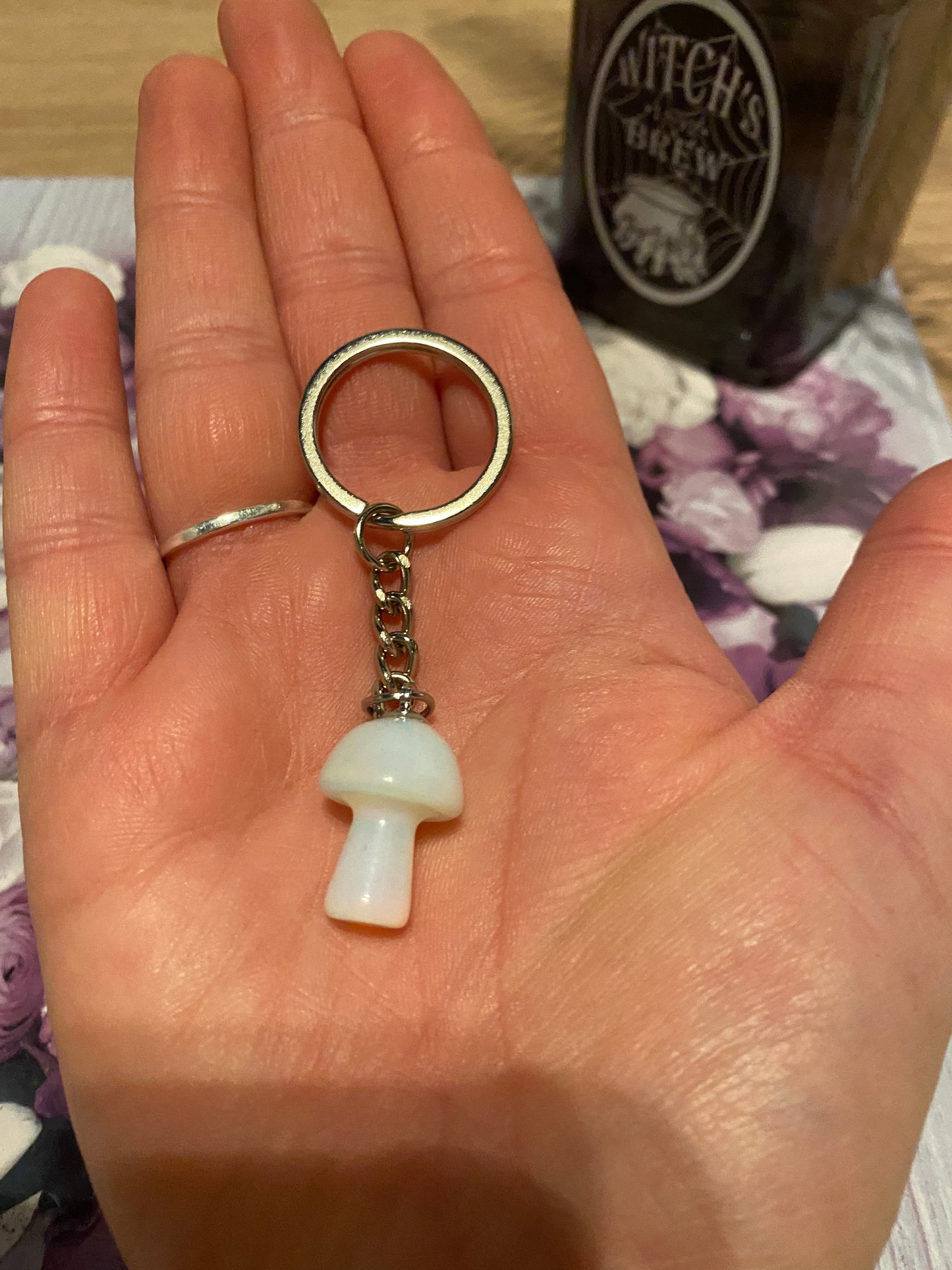 Opalite Mushroom Keyring