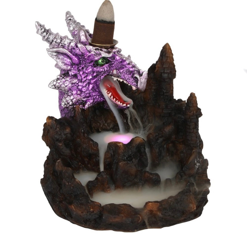 Purple Dragon Backflow Incense Burner with Light