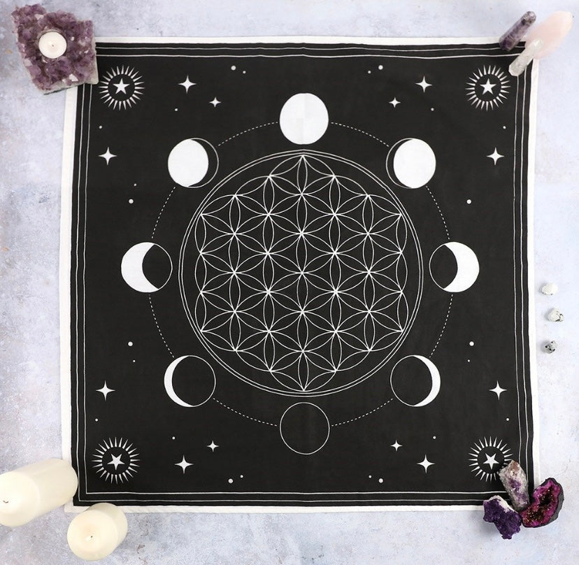 Moon Phase Crystal Grid Altar Cloth