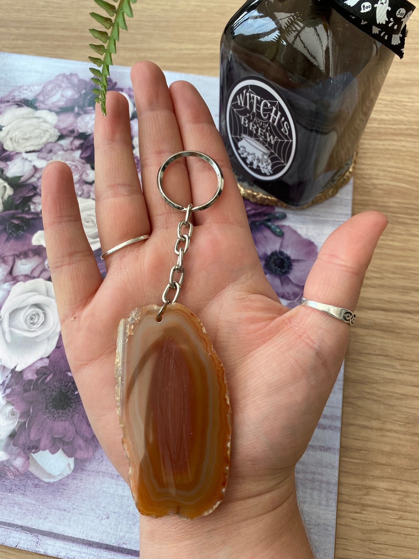 Agate Slice Keyring