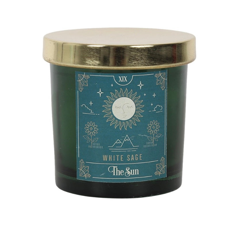 The Sun White Sage Tarot Candle