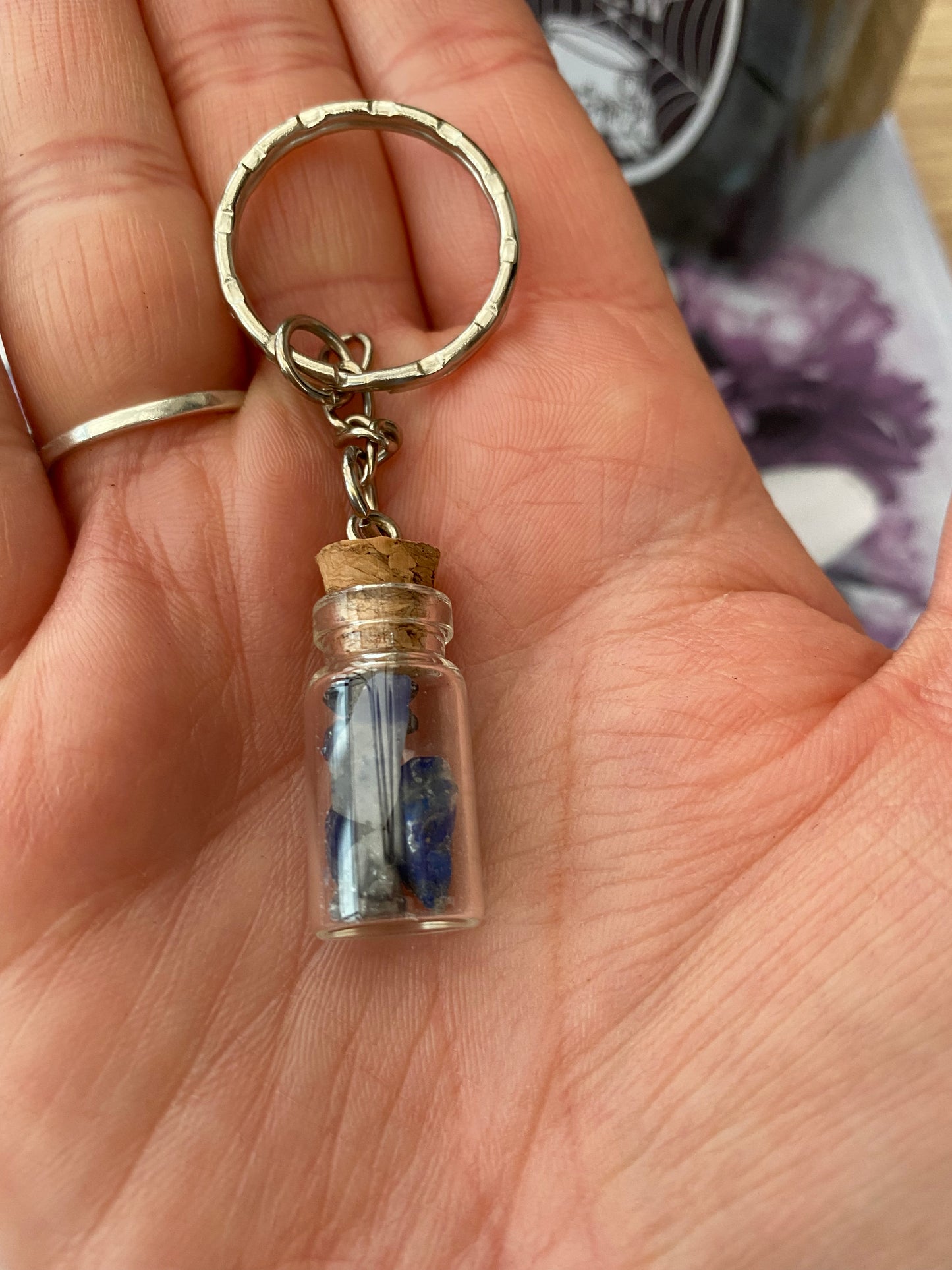 Sodalite Crystal Jar Keyring