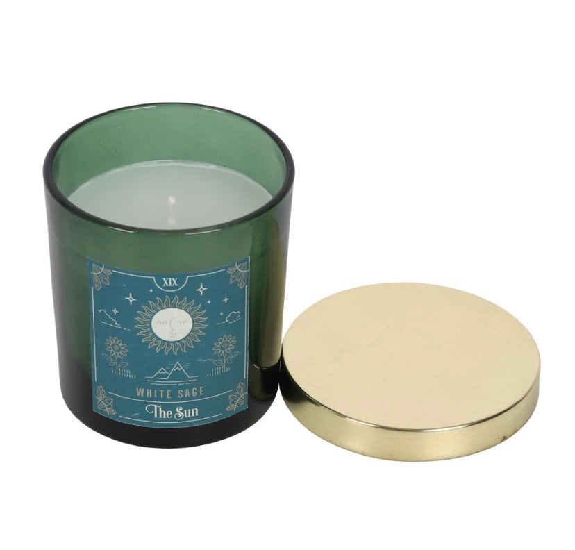 The Sun White Sage Tarot Candle