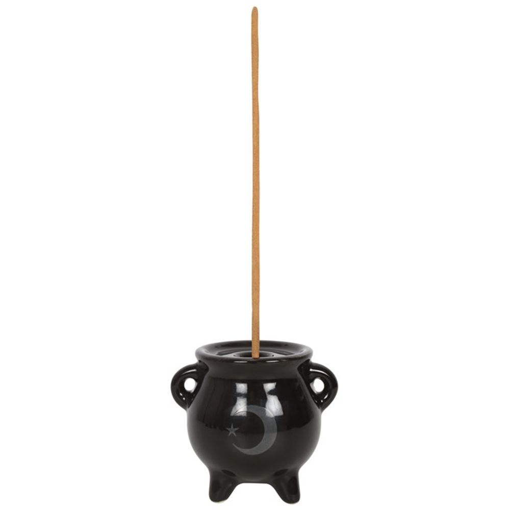 Mystical Moon Cauldron Ceramic Incense Holder